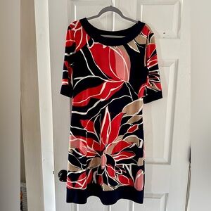 Liz Claiborne Red and Black Floral Midi Dress